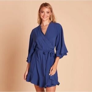 Birdy Grey Women’s Kenny Ruffle Robe In Slate Blue Size M/L